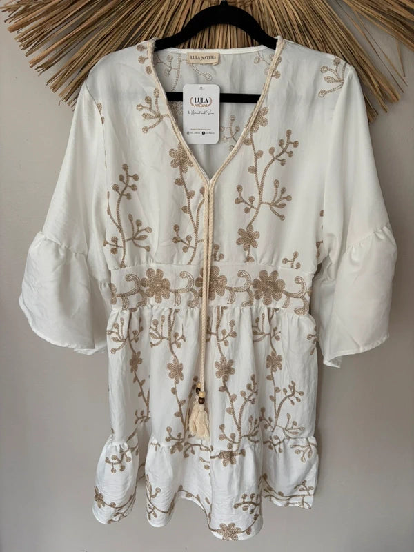 Bianca Kort Klänning beige – Lula Natura