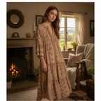 Last Queen Lång Klänning Guld & Beige – Boho
